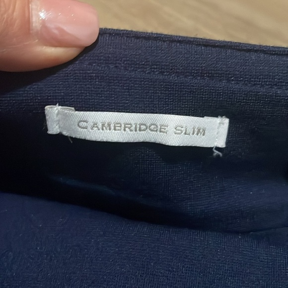 Charter Club Cambridge Windowpane Print Slim Pants Navy check Size 12P Pull on - Picture 6 of 13